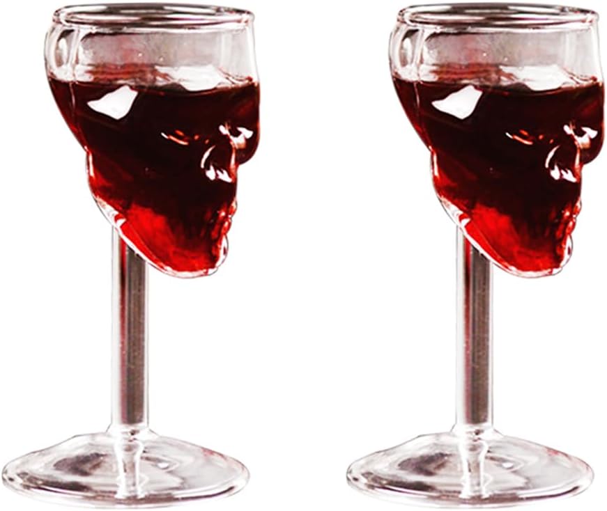 4pcs Skull Tall Wine Glasses, Bar Glasses, Clear Coffee Mugs, Stylish Mugs for Wine, Beer, Iced Coffee, Juice, Cocktails, Champagne, Soda, Tea 10 oz Glasses for Weddings, Party Decorative Glasses