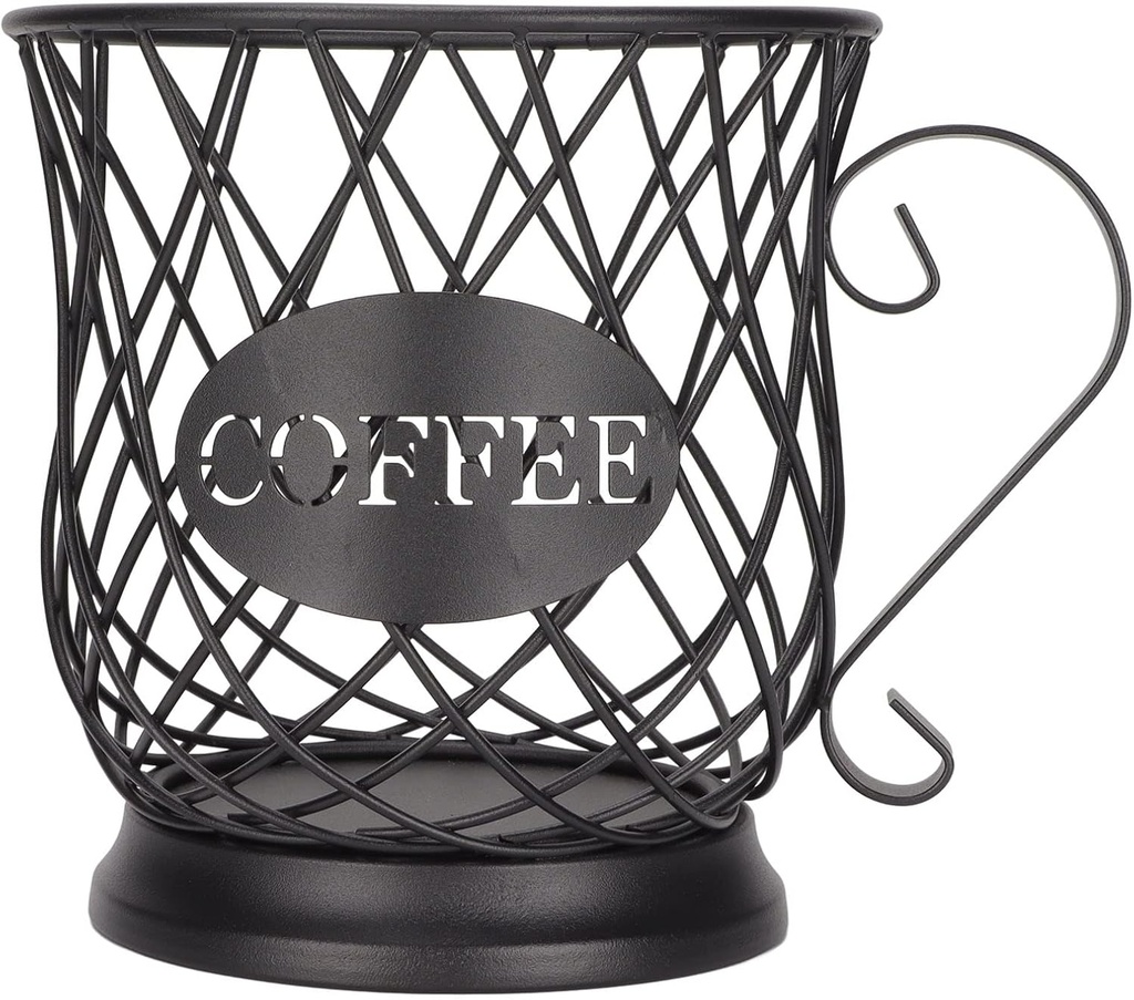 Iron Coffee Pod Holder Organizer, Large Capacity Coffee Capsule Storage Basket for Home Office Cafes(Black)