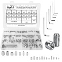 245 Pcs 19 Sizes Set Screw Assortment Kit, SAE Allen Head Grub Screws for Bathroom Fixture, 304 Stainless Steel Internal Hex Drive Cup-Point for Door Knob, Faucets (#4-40 to 3/8"-16 UNC)