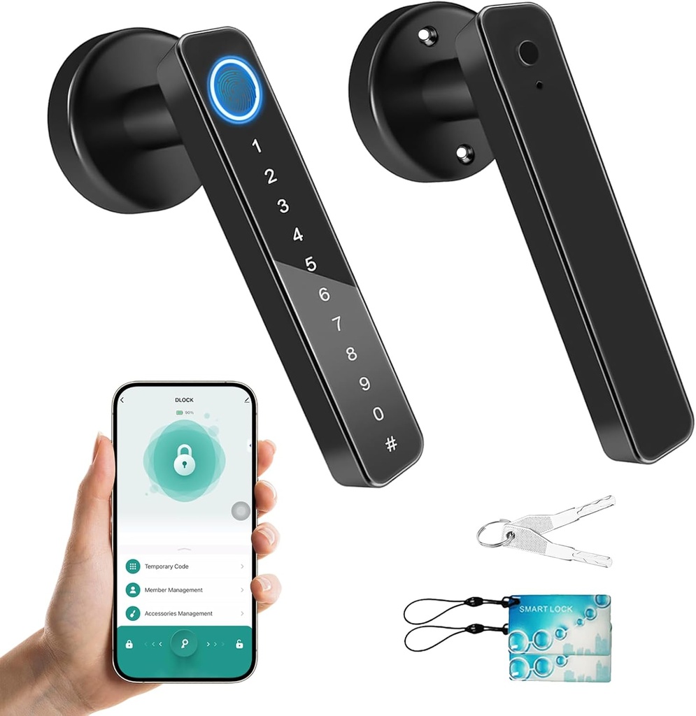 Fingerprint Door Lock Smart Biometric Door Knob Keyless Entry Door Lock One-Touch Lock & Unlock Electronic Touchscreen Lock with Handle for Front Door Bedroom Hotel Office Apartment