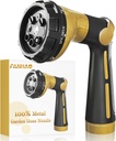 FANHAO Garden Hose Nozzle Heavy Duty, 100% Metal Water Hose Sprayer with 8 Spray Patterns, High Pressure Spray Nozzle Thumb Control On Off Valve for Outdoor Lawn & Plant Watering, Car & Pet Washing