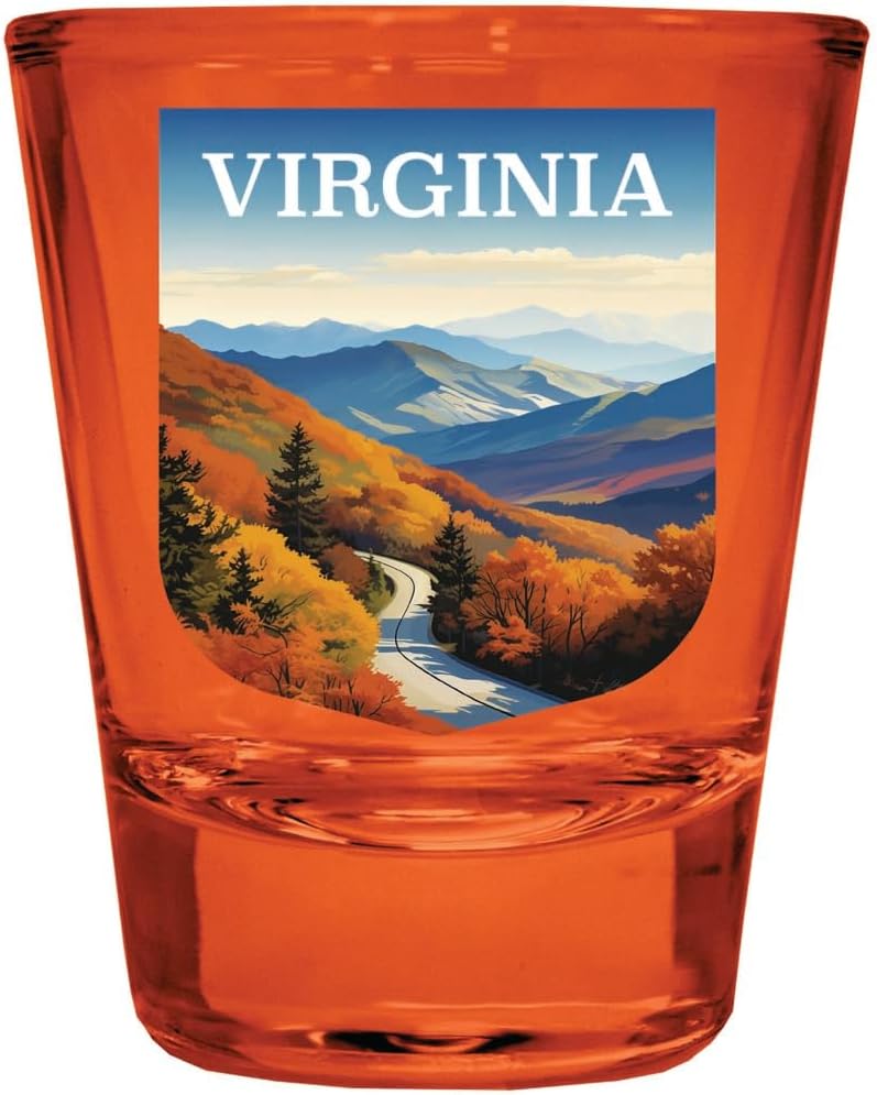 R and R Imports Virginia Design A Souvenir Full Color 2oz Shot Glass Orange 2-Pack