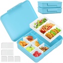 2 Pack Bento Box for Kids, 10 Compartments with Detachable Dividers, BPA-Free & Lightweight Dishwasher Safe Snack Box Container for School Travel, Blue
