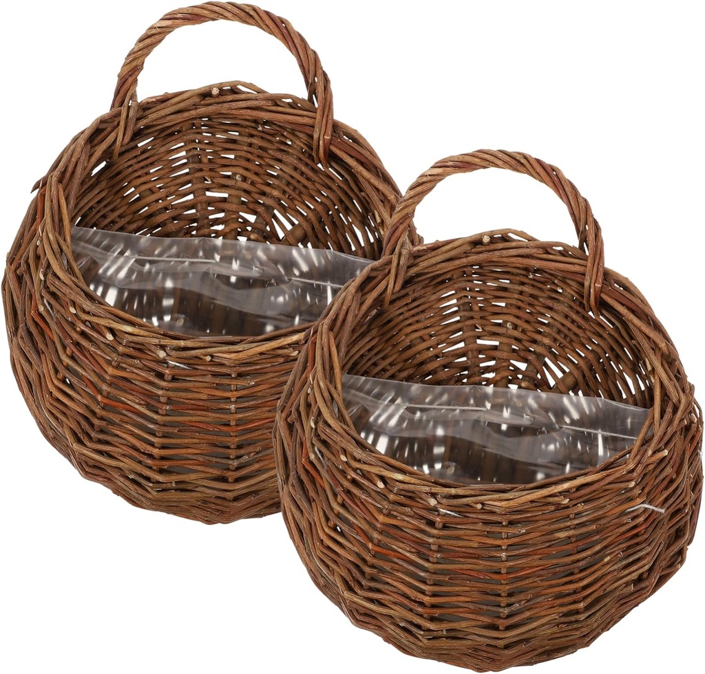 Zerodeko Rattan Wall Hanging Basket Indoor Plant Shelf Woven Decorative Pot Flower Holder Kitchen Storage Home Use