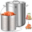 ARC 84-QT Large Stainless Steel Stockpot for Seafood Boiler Crawfish Pot with Basket and Steamer Rack, Outdoor Cooking Pot for Crab Lobster Shrimp Boiling, and Tamales Steamer,20 Gal