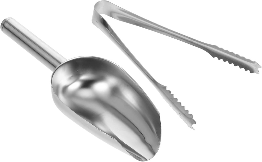 IMIKEYA 1 Set Stainless Steel Ice Tongs and Food Scoop Ice Scoop for Bars Buffets Kitchens for Scooping Candy Grains Dishwasher Safe