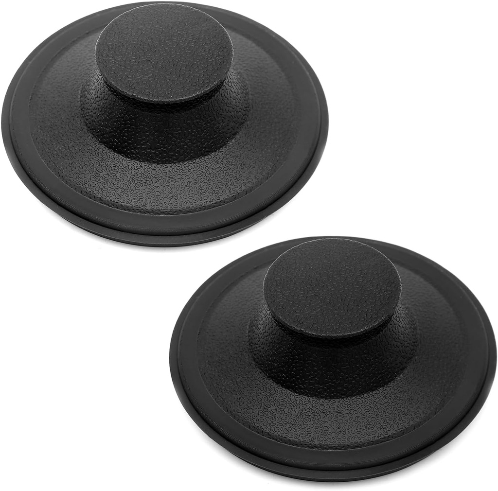 (2 Pack) Exact Replacement for InSinkErator STP-PL/STPPL Black Rubber Sink Stopper for Garbage Disposal – Compatible with Standard 3-1/2" Drains from Kohler, Waste King, Whirlpool, and More