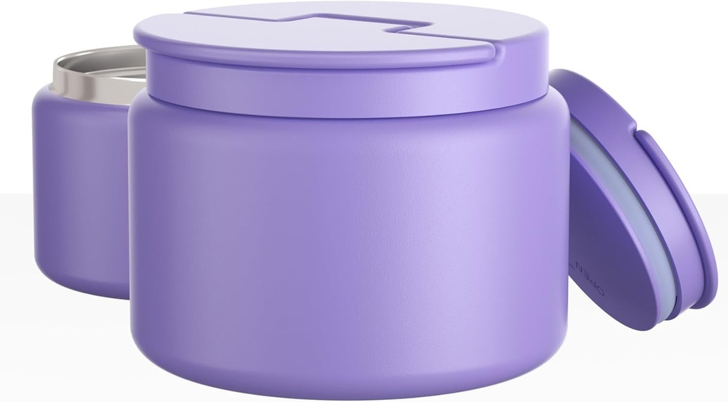 14.5oz Soup Thermo for Hot Food Kids Vacuum Insulated Food Jar Twist-Free Soup Thermo for Hot Food Kids Leakproof Stainless Steel Wide Mouth Lunch Container (Purple)