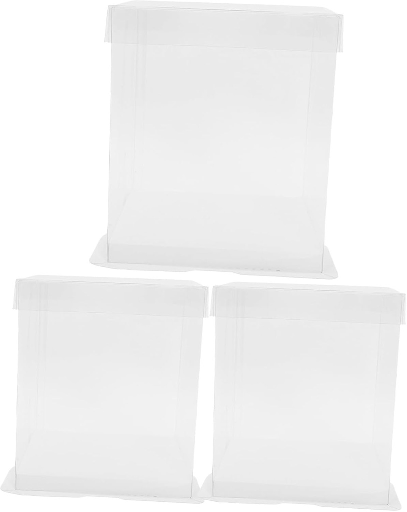 LIFKOME 3pcs Transparent Cake Boxes Lid Portable Bakery Containers for Birthdays Weddings and Special Occasions Cake Holder for Showcasing Desserts