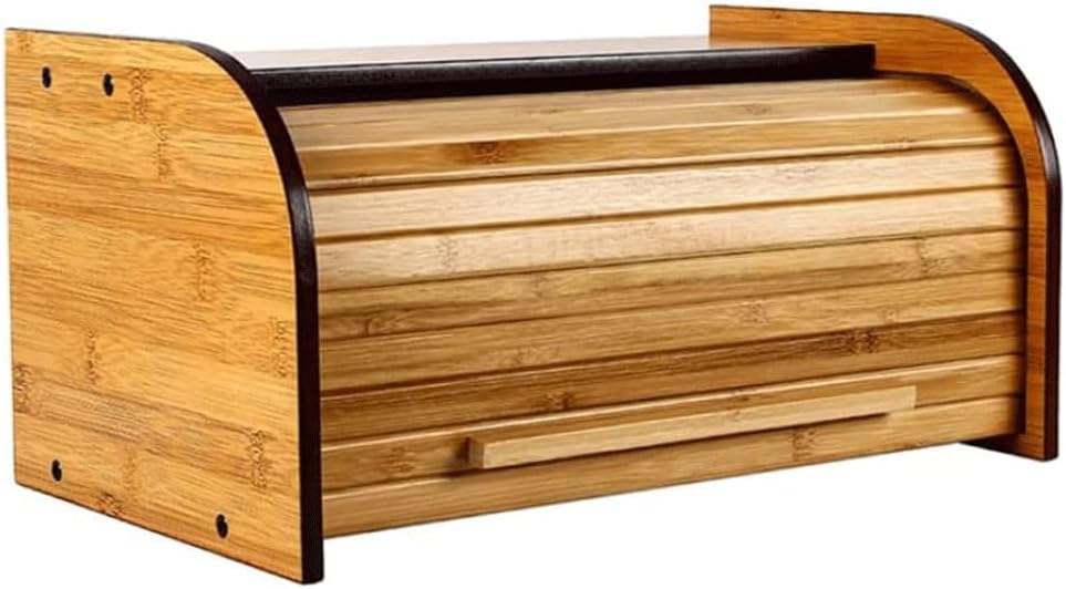 POCHY Fashion bread box Bread Box Wood Bread Bin Requires Assembly Bread Holder Kitchen Storage Box With Roll Top Bread Storage exquisite