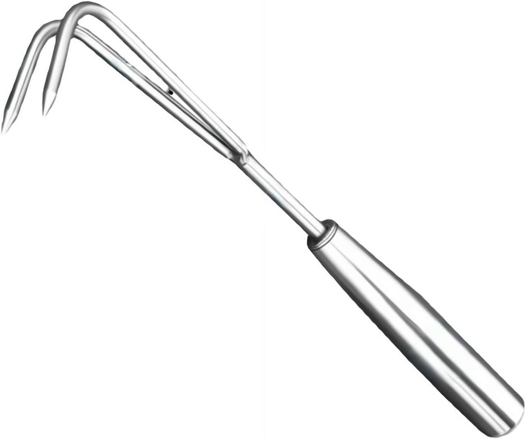 Generic Stainless Steel Root Rake, Gardening Hand Tool with Ergonomic Metal Grip, Gardeners Claw Rake Loosen Soil Bonsai Tree Tool for Yard Farm Weed Removal