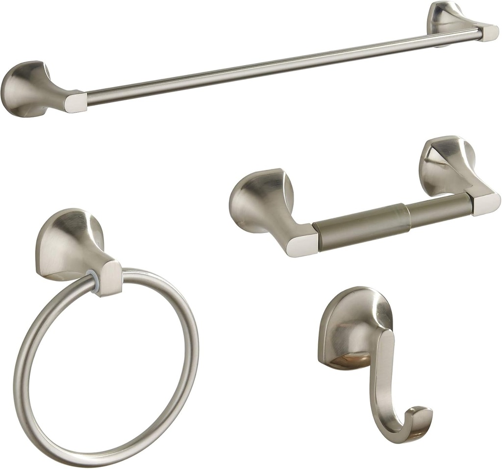BGL Bathroom Hardware Set Brushed Nickel Adjustable Expandable Towel Bar 4-Piece Bathroom Accessory Set Wall Mounted Robe Hook Toilet Paper Holder Towel Ring Towel Bar