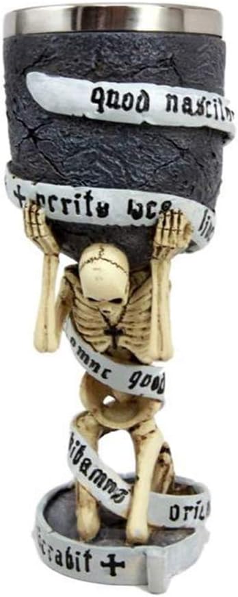 Tvoip Horrible Resin Stainless Steel Skull Goblet Retro Claw Wine Glass Gothic Cocktail Glasses Wolf Whiskey Cup Party Bar Drinkware (Skull2)