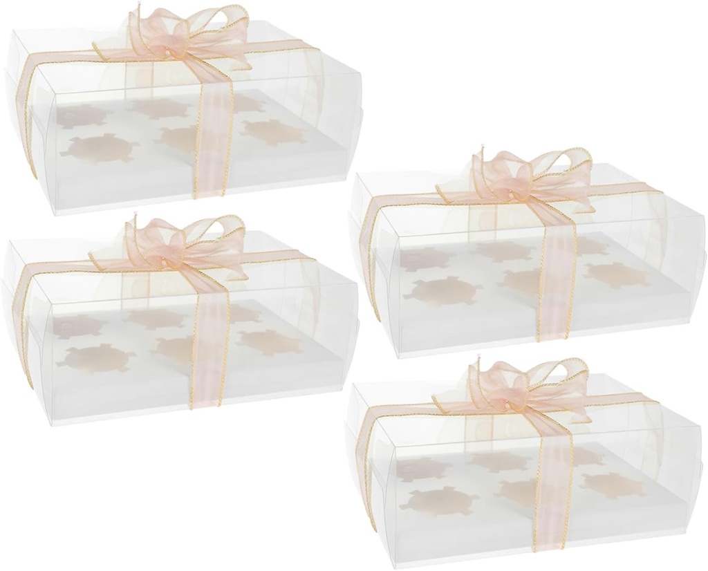 6-Pack Cupcake Boxes with Lid Portable Muffin Holders Bakery Carrier for Cupcakes Cookies Desserts
