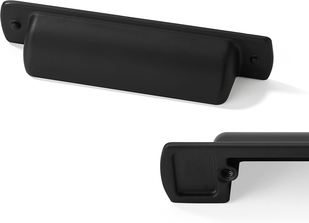 10 Pack Black Cup Pulls 3"(76mm) Center to Center Drawer Pulls Matte Black Cabinet Cup Pulls Kitchen Cabinet Hardware Vintage Cabinet Handles Bin Cup Drawer Handles Black Knobs.