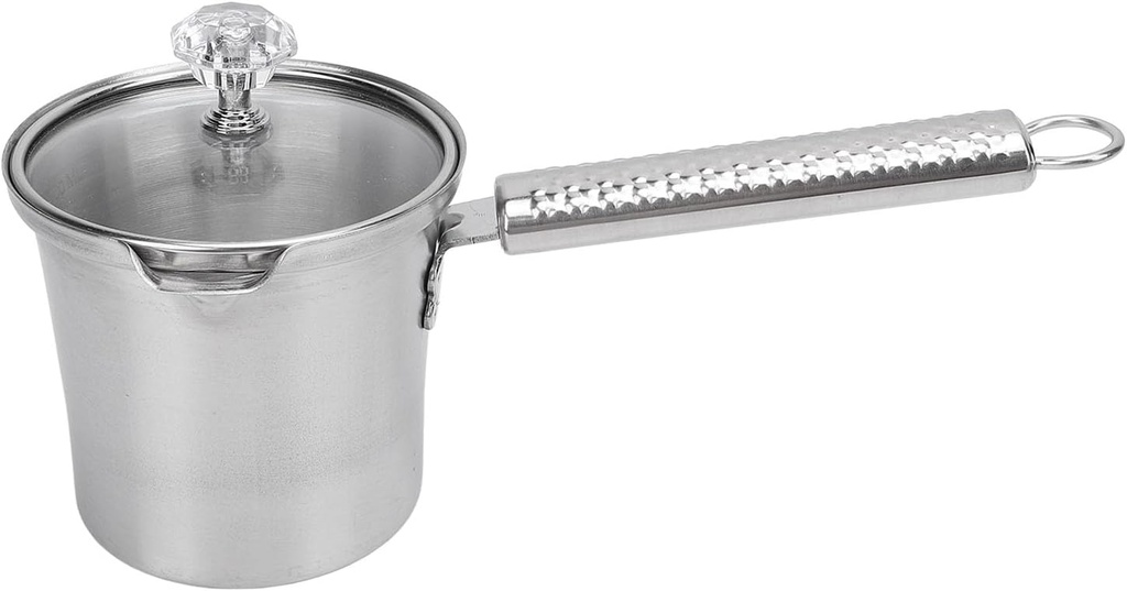 Milk Frother Cup Steaming Pitcher Milk Frothing Pitcher Stainless Steel Multifunctional Long Handle Coffee Tea Steaming Cup with Lid for Home Cafes Restaurants (300ML)