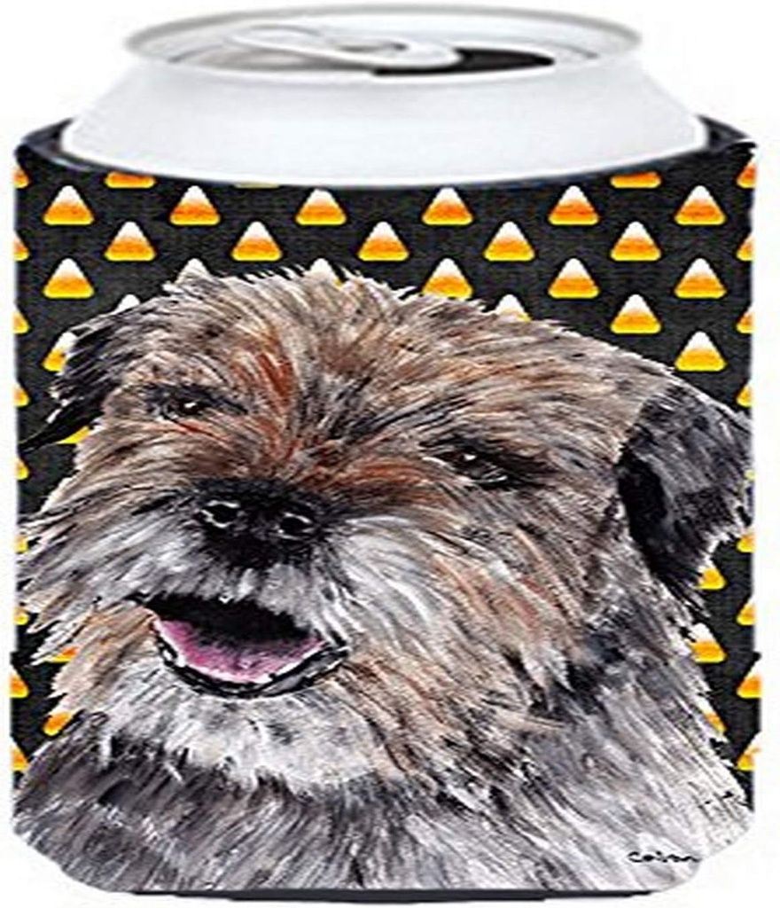Caroline's Treasures SC9529TBC Border Terrier Candy Corn Halloween Tall Boy Hugger Can Cooler Sleeve Hugger Machine Washable Drink Sleeve Hugger Collapsible Insulator Beverage Insulated Holder