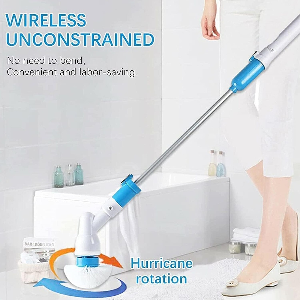 Electric Spin Scrubber, Upgrade Cordless Shower Scrubber with 3 Replaceable Brush Heads, Extension Handle, Bathroom Cleaning Brush for Bathtub Floor Tile Grout