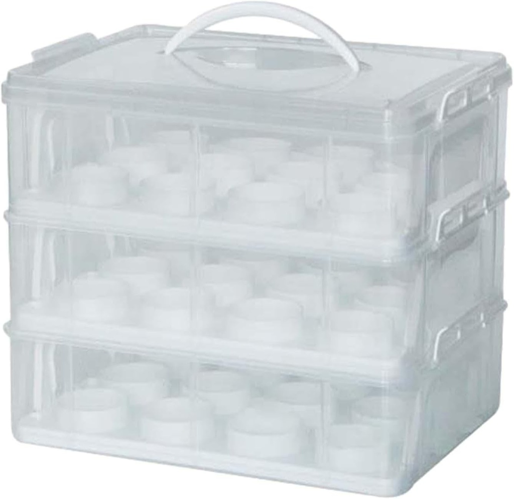 2 Tier Cupcake Carrier Cupcake Keeper,Portable with Handle,Dessert Holder Box Cupcake Storage Container for Cookie Muffin, White