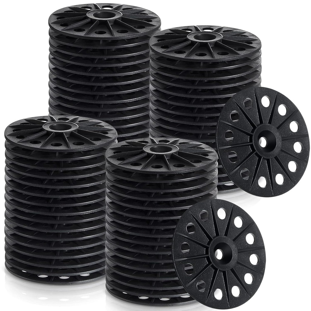 Polypropylene Washers 60 mm for Fixing Supporting Rigid Foam Insulation Panels and Sheets Load Spreading Plastic Washers Flat for Screws and Nail, Black(200 Pcs)