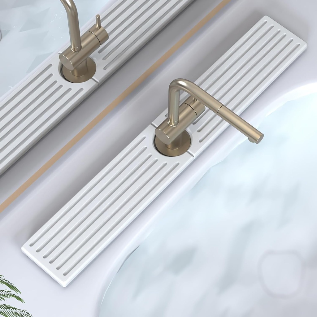 Stone Faucet Mat for Kitchen Sink, Water Absorbing Sink Water Splash Guard, Fast-Drying Kitchen Sink Faucet Mat, Durable Protector and Stone Drying Mat for Kitchen Counter Bathroom Sink