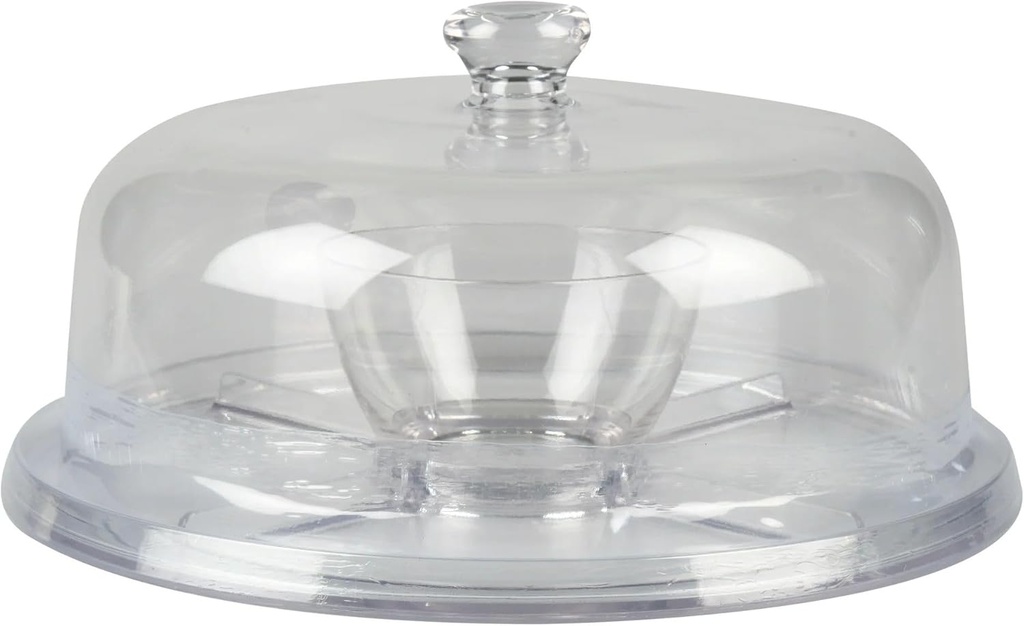 Acrylic Cake Dome 5 in 1 Multi-functional Cake Stand, Chip & Dip Server, Punch Bowl, Footed Serve Bowl - BPA-Free, Shatter-Resistant, Dishwasher Safe, Clear, 12.25-Inch Diameter