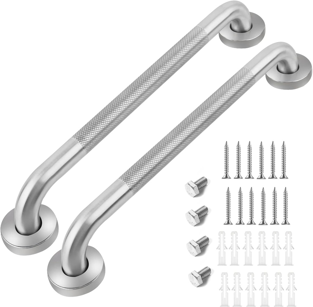 2 Pack 16 Inch Stainless Steel Bathroom Grab Bars, Anti Slip, 500 lb Load Capacity, Modern Polished Finish