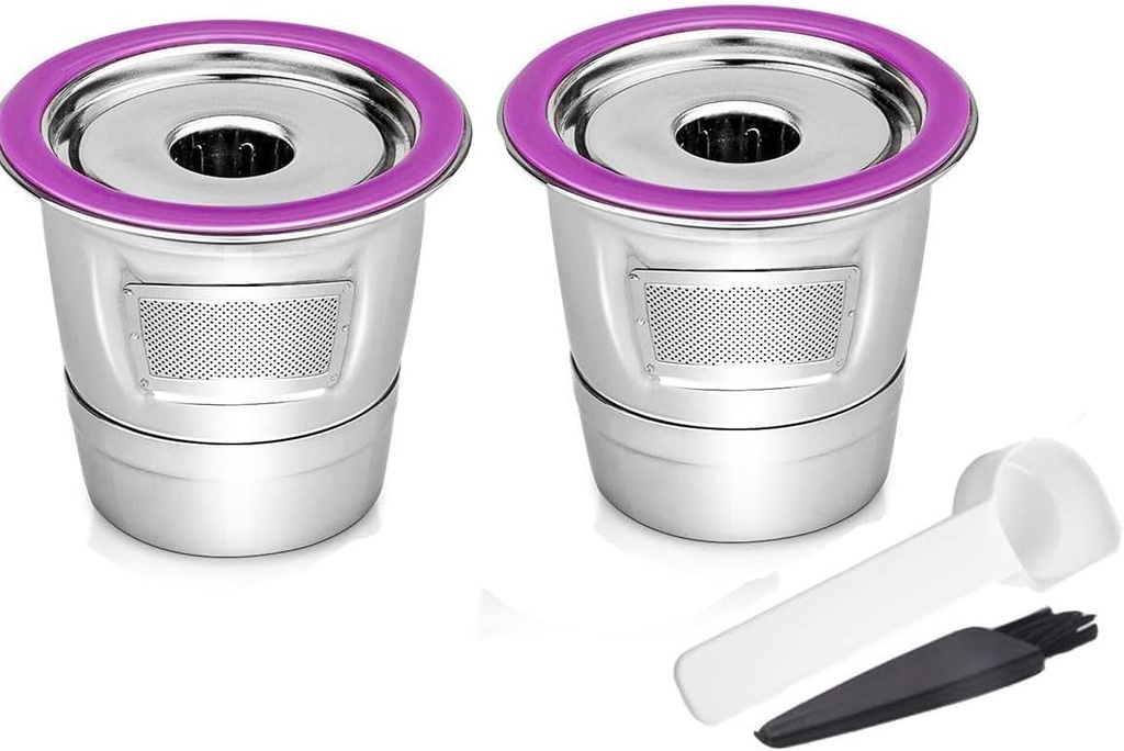 2 Pack Reusable K Cups Coffee Filter Stainless Steel K Cup Reusable Coffee Pods Filters Compatible for K eurig 1.0 & 2.0 Coffee Makers Refillable Capsule Cup Metal Coffee Filter