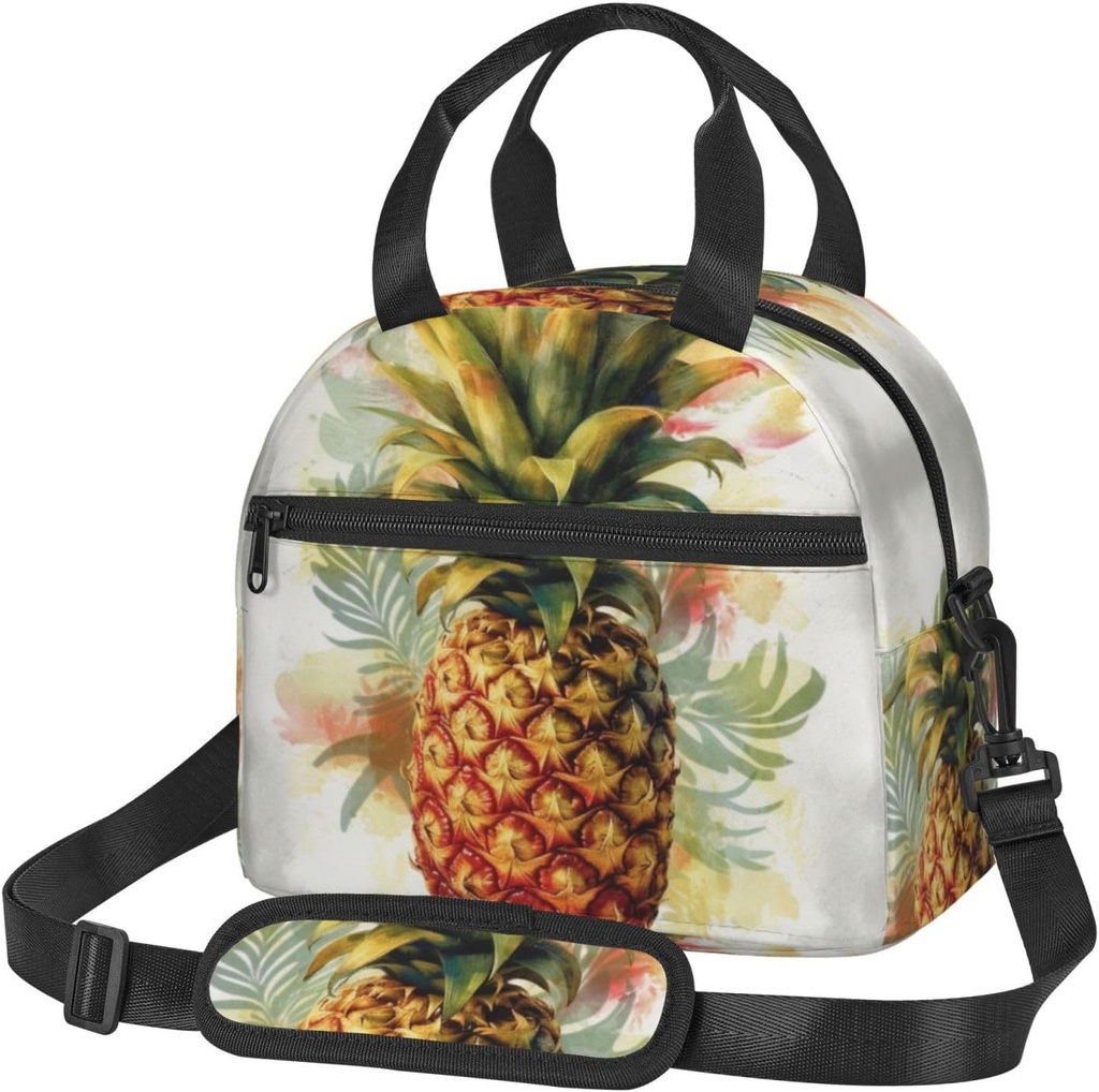 Pineapple print Lunch Bag Reusable Insulated Lunch Boxes Cooler Tote Bags For Work Office Picnic Travel
