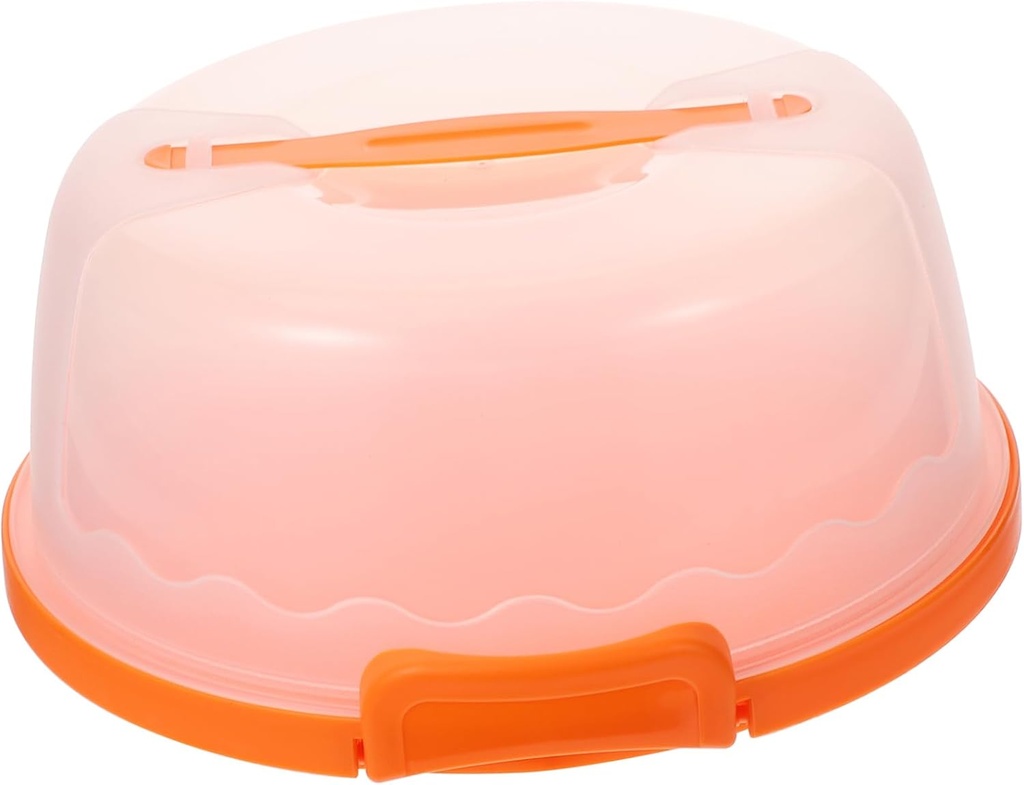 Zerodeko Transparent Portable Cake Carrier Box with Locking Buckle Design Leak Plastic Cake Storage Container for Round