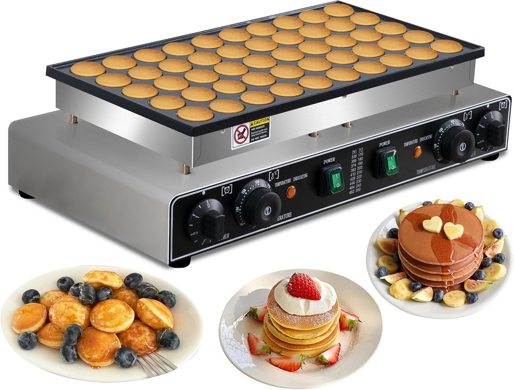 50PCS Mini Pancake Maker, 110V 1900W Commercial 1.8 In Mini Dutch Pancake Maker Machine, Nonstick,stainless steel, Commercial Dutch Poffertjes Grill for Home Kitchen & Restaurant.