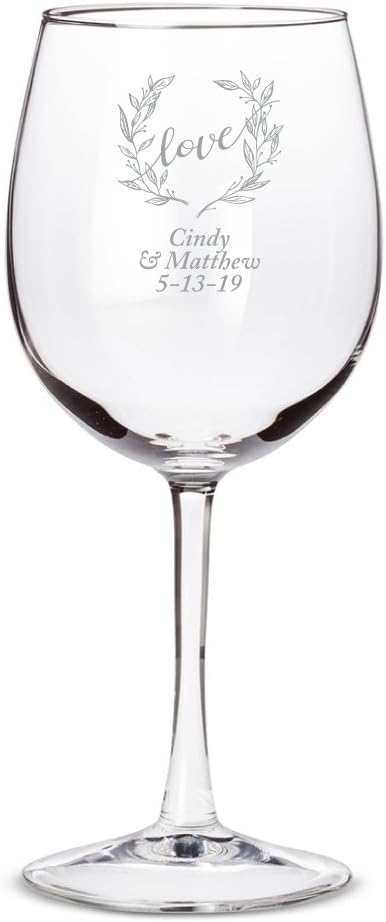 Personalized Color Printed 12oz Wine Glass - Love Wreath - Silver - 144 pack