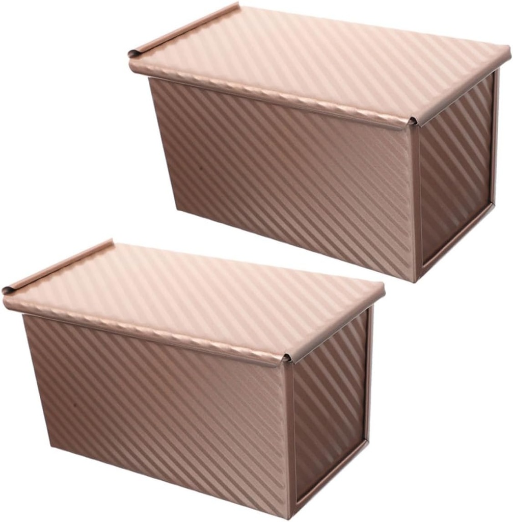2pcs Baking Bread Loaf Pan Corrugated Lid Toast Box Household Toast Mold Loaf Baking Pans Bread Mold