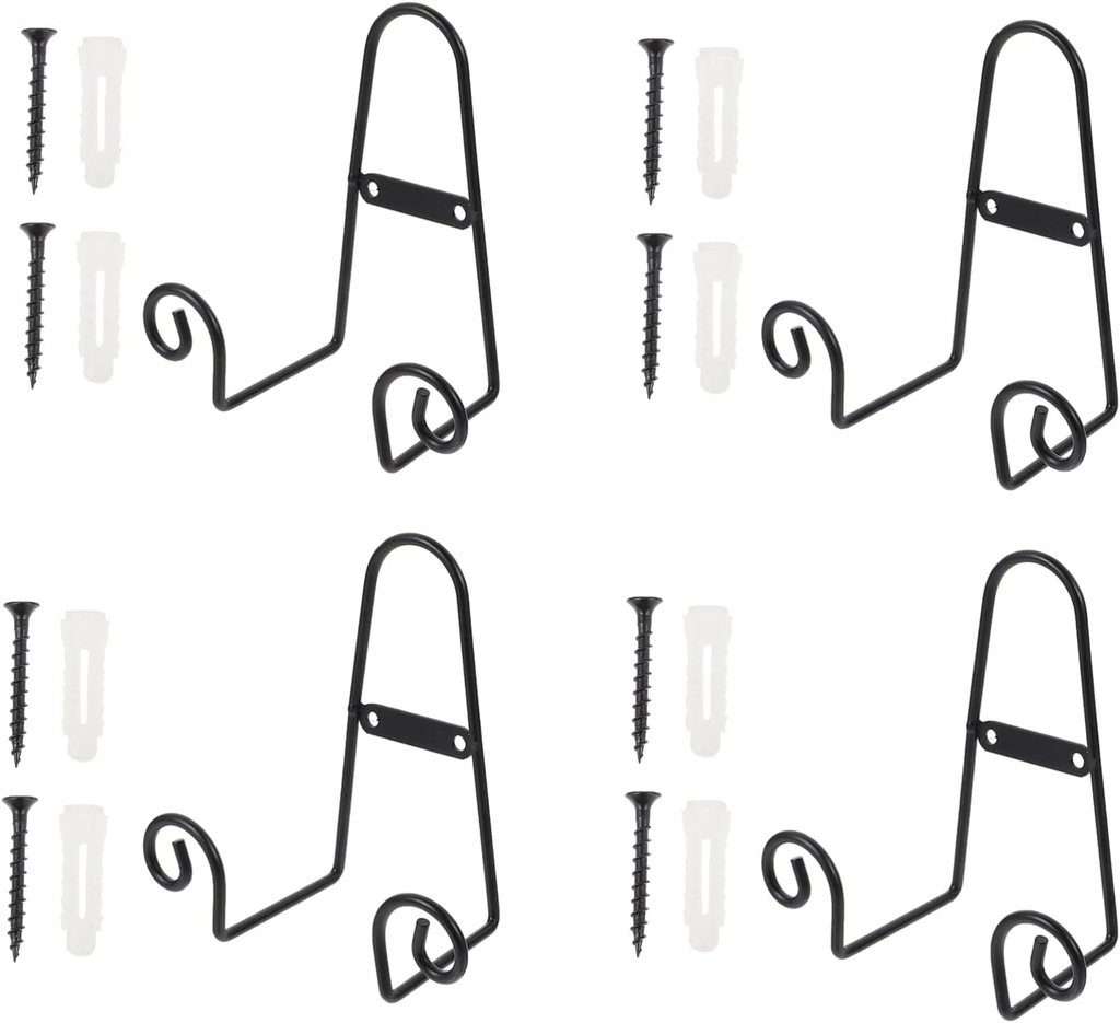 Hemoton 4pcs Multipurpose Iron Plate Display Stands Sturdy Holders for Kitchen Dining Room Art Gallery and More for Organizing Plates Artwork and Ceramics