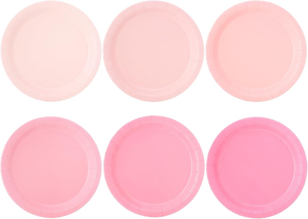 48 Pcs Pink Party Disposable Paper Plates, 7 Inch Pink Dinner Birthday Cake Dessert Plates Cute Baby Bridal Shower Paper Plates for Party Bridal Baby Girl Shower Wedding Supplies