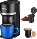 Small Single Serve Coffee Maker for K Cup and Grounds, Fast Brew One Cup Coffee Machine with 12 Oz Reservoir, Compact Size for Home Office RV and Travel, Black