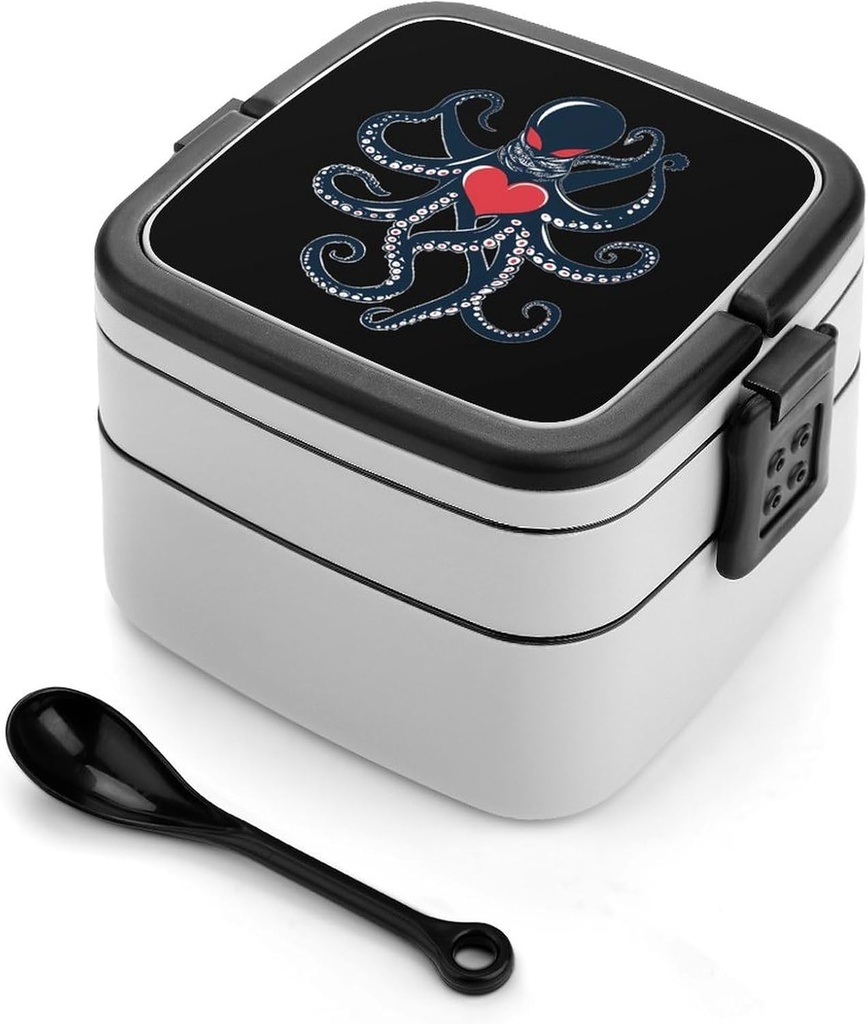 Pirate Thief O-Ctopus Lunch Box with Handle Stackable 2 Layer Leak-Proof Bento Box Portable Food Containers for Unisex