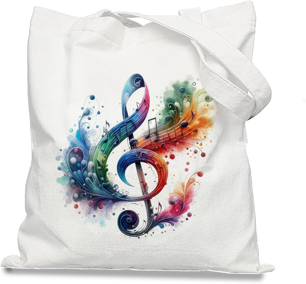Colorful Music Note Canvas Tote Bag, Ideal for Music Enthusiasts, Vibrant Melody Tote for Shopping, Concert, Daily Use ，Perfect Gift for Music - Lovers