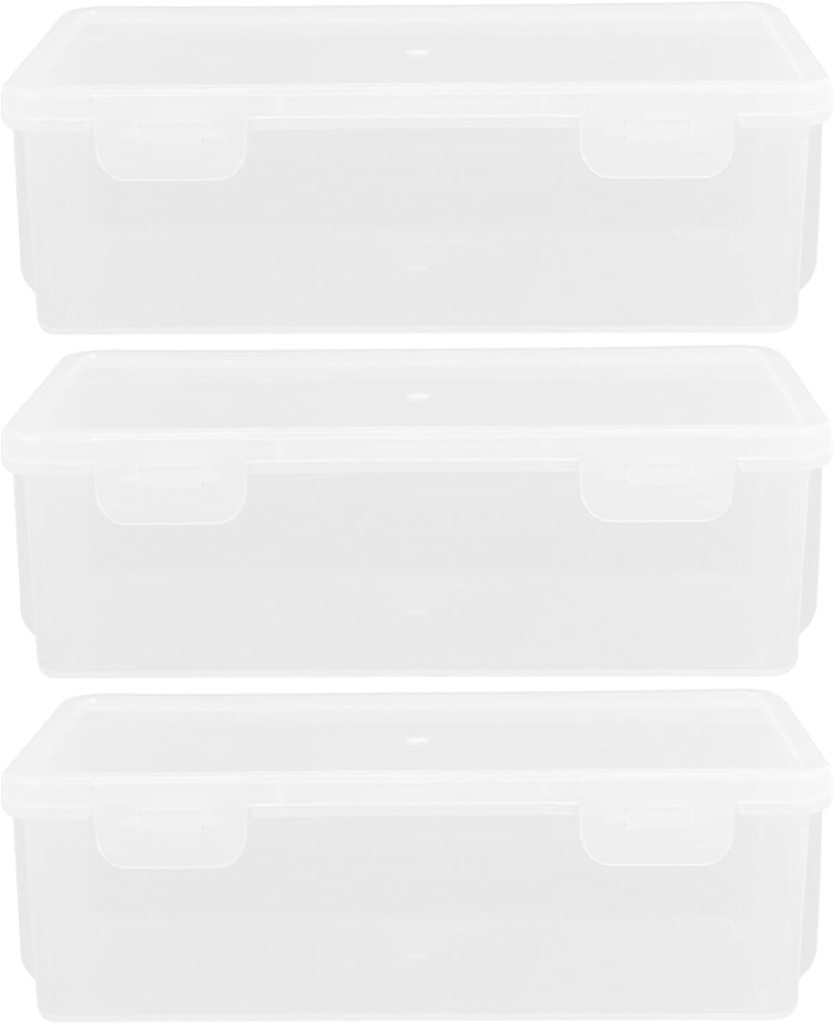 Homoyoyo 3pcs Loaf Bread Container: Plastic Modern Bread Box - Rectangular Loaf Cake Containers for Carrying Storing White