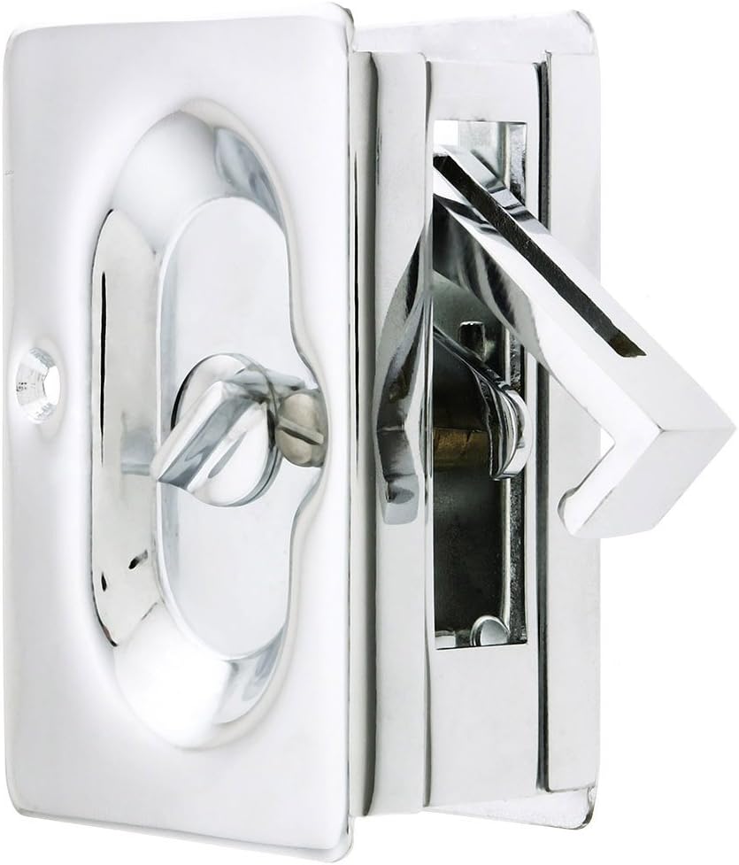 Emtek Pocket Door Passage Lock Set, Polished Chrome