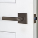 Viaggio QADBLL_PSG_234_LH Quadrato Left Handed Solid Brass Passage Door Lever Set with Bella Lever and Quadrato Linen Backplate - 2-3/4" Backset - Satin Nickel