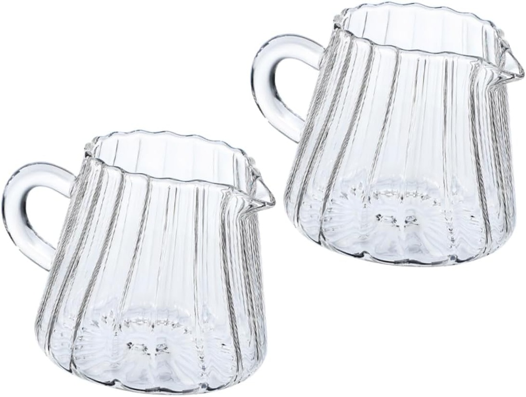 2pcs Glass Milk Jug High Borosilicate Creamer Pitcher for Frothing Serving and Tea Small Transparent Container Easy to Clean Stylish Design for Home Use