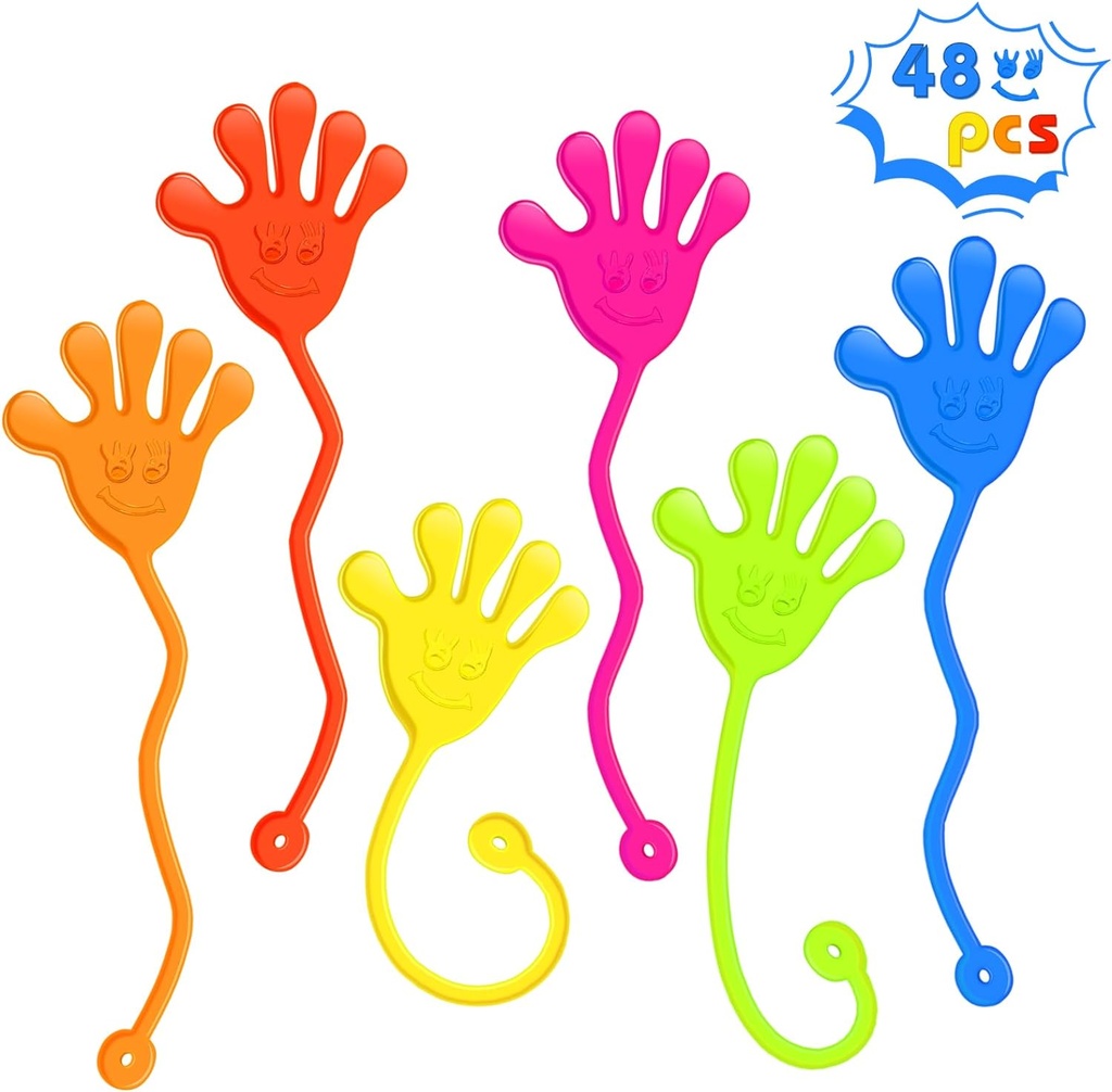 Sticky Hands Bulk 48 PCS Party Favors for Kids 4-8 8-12 Stretchy Sticky Hand Toy Christmas Stocking Stuffers for Kids Goodie Bag Stuffers Fillers Classroom Prizes Student Gifts Birthday Party Supplies