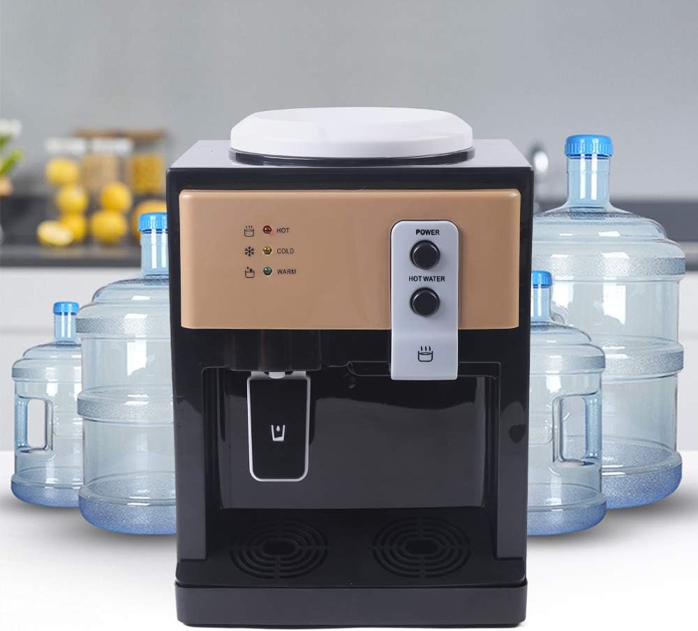 Countertop Water Cooler Portable Hot & Cold Water Dispenser 3 in 1 Top Loading Water Cooler Dispenser 110V Electric Water Dispenser for Offices Bar Home Kitchen, Holds 3 or 5 Gallon Bottles