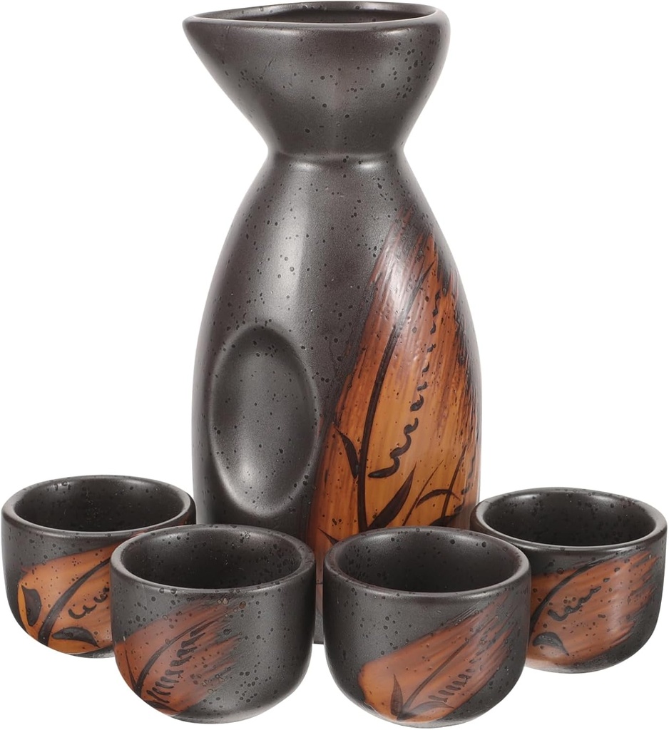 VALICLUD 1 Set Ceramic Sake Set Traditional Japanese Sake Kettle Cups Pottery Dishwasher for Home and Bar Entertaining for Pottery Lovers
