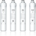 Bluevua RO100ROPOT 4-Pack Replacement Filter Set, Pack of 4 Filters: 1 PP, 1 CTO, 1 RO, 1 PCF