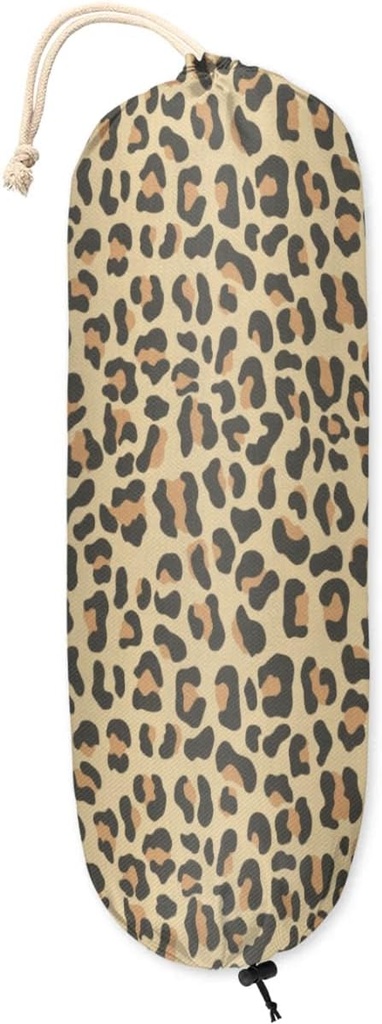 Plastic Bag Holder, Wall Mount Grocery Bag Holder for Plastic Bags, Washable Plastic Bag Storage Dispenser, Large Garbage Shopping Trash Bag Carrier Organizer for Home Kitchen(Brown Leopard Print）