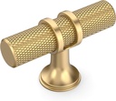 Amerdeco 10 Pack Champagne Bronze Cabinet Knobs 2 Inch Length Single Hole T Bar Kitchen Cabinet Knob Knurled Cabinet Pulls for Drawer Cupboard