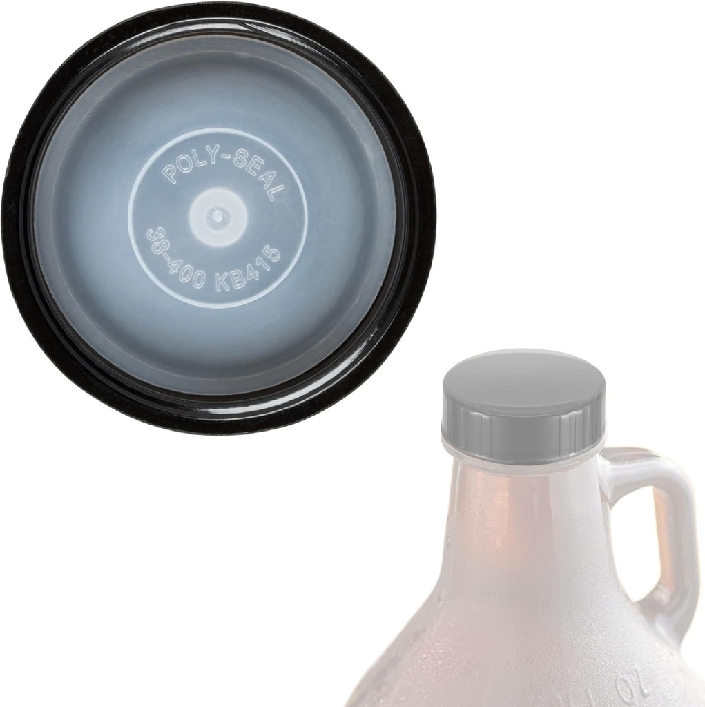 Growler Cap w/Polyseal Phenolic Cone Insert, for 1-Gallon & 1/2-Gal Glass Jugs - 38mm (1.5") Dia - Beer/Kombucha/Homebrew Bottle