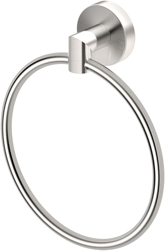 Gatco 4642 Glam Towel Ring, Satin Nickel / Wall Mounted 6.5" Towel Ring for Bathroom